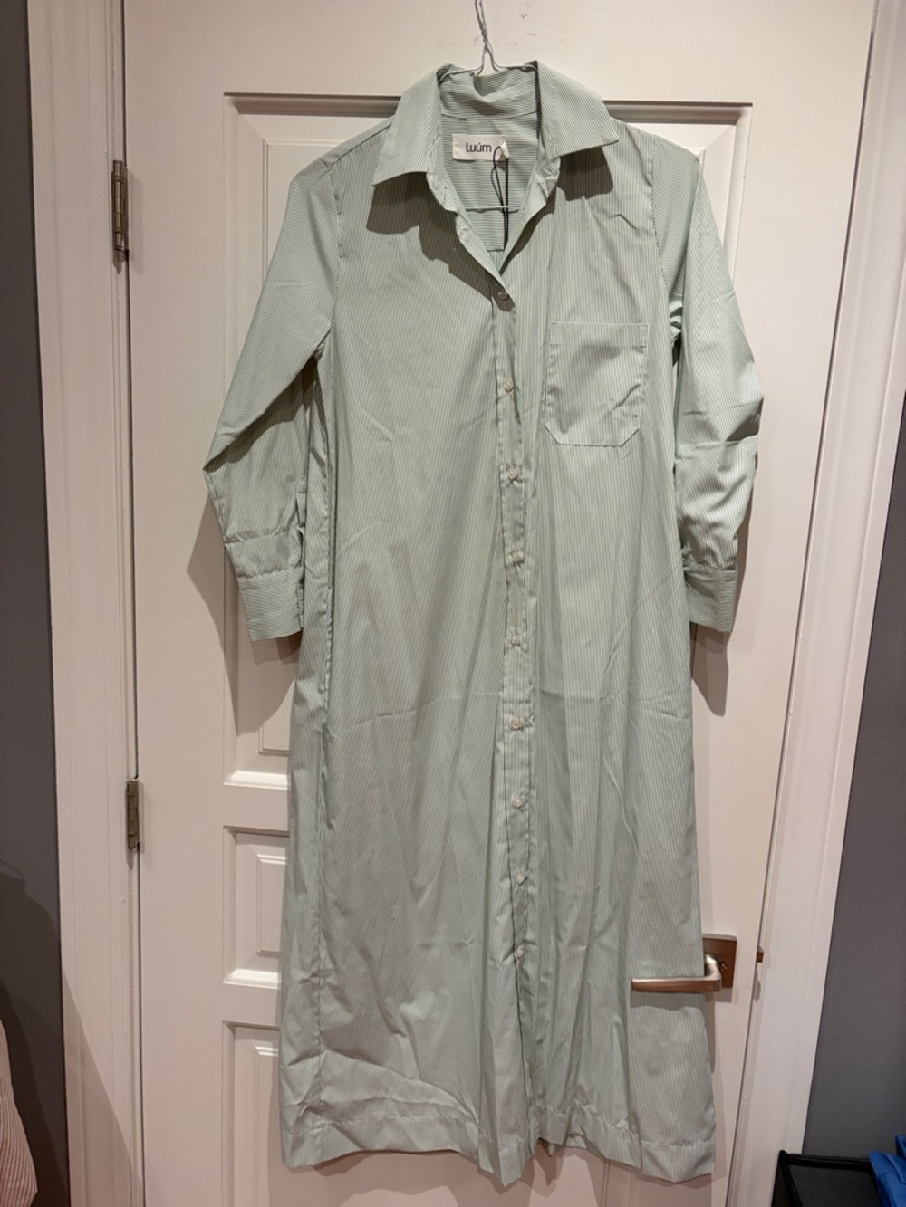 Mint Green Striped Maxi Shirt Dress
